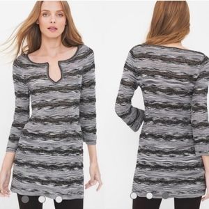White House Black Market Striped V Neck Knit Tunic Sweater Small